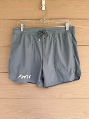 AWRY MENS Blue Athletic Sport Gym Workout Shorts w/ Liner & Pockets Sz M (B6)